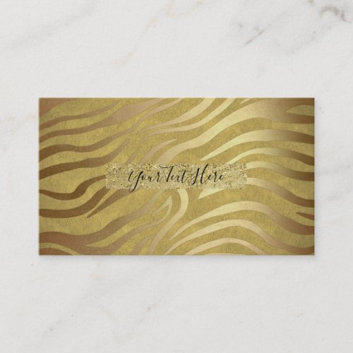 Golden Bronze Zebra Print Jungle Safari Glam Business Card