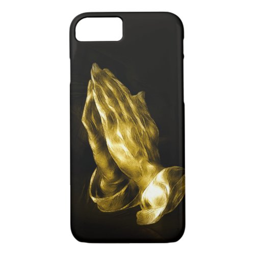 Golden bronzed praying hands iPhone 87 case