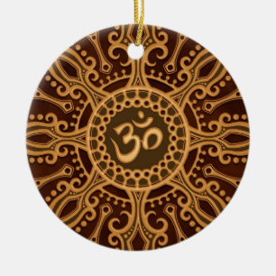 Golden Brown Aum Star Ceramic Ornament