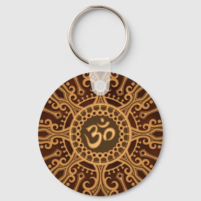 Golden Brown Aum Star Keychain (Front)