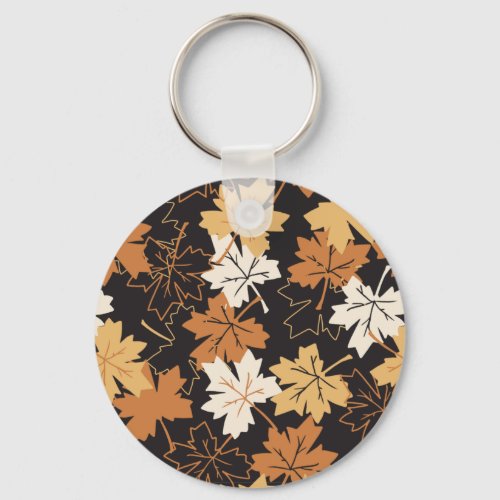  Golden Brown Autumn Pattern Black Ver Keychain