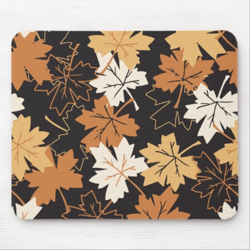 Golden Brown Autumn Pattern Black Ver Mouse Pad