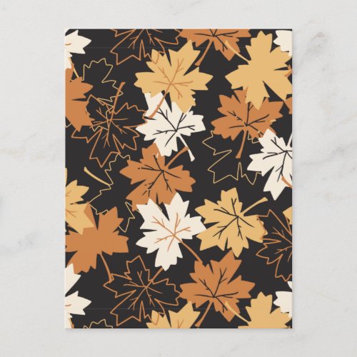  Golden Brown Autumn Pattern Black Ver Postcard