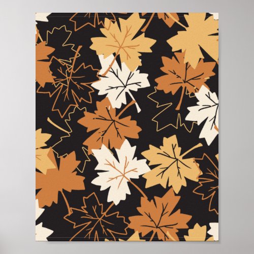  Golden Brown Autumn Pattern Black Ver Poster