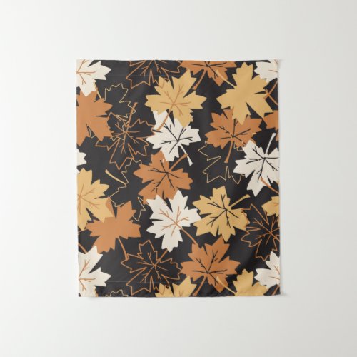  Golden Brown Autumn Pattern Black Ver Tapestry