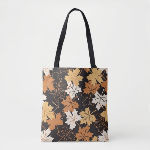  Golden Brown Autumn Pattern Black Ver Tote Bag