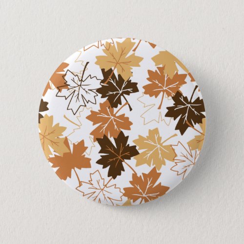 Golden Brown Autumn Pattern White Ver Button