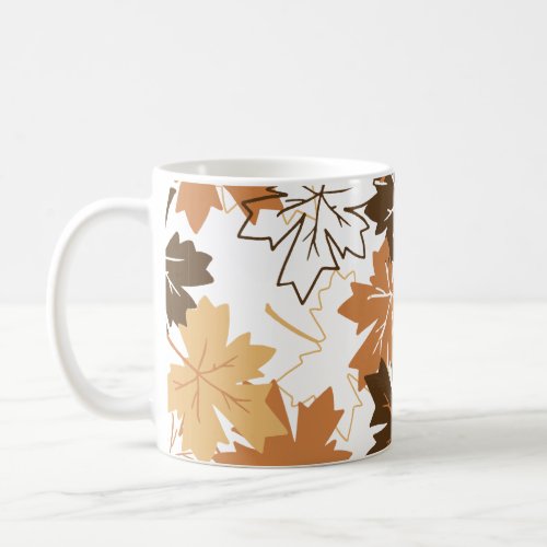 Golden Brown Autumn Pattern White Ver Coffee Mug