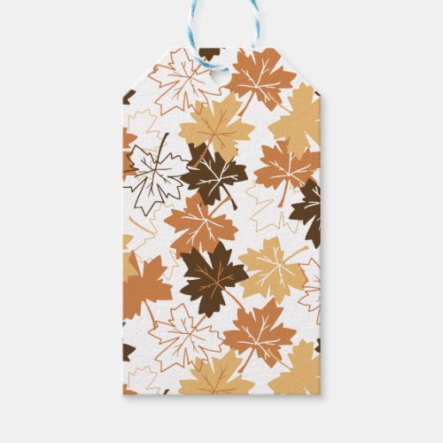Golden Brown Autumn Pattern White Ver Gift Tags