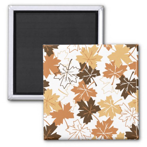 Golden Brown Autumn Pattern White Ver Magnet