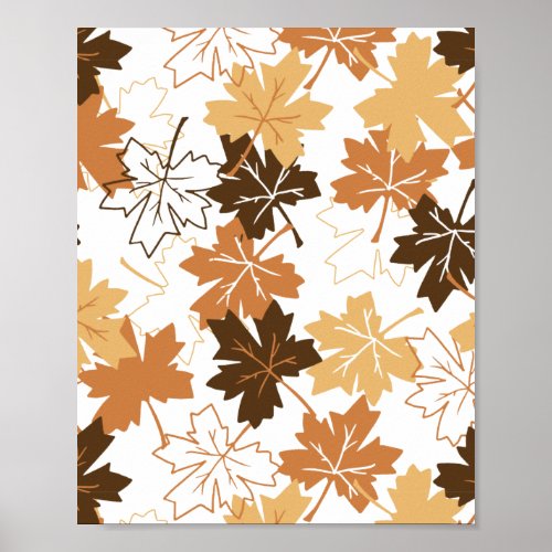 Golden Brown Autumn Pattern White Ver Poster