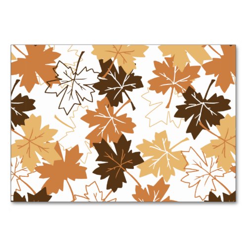 Golden Brown Autumn Pattern White Ver Table Number