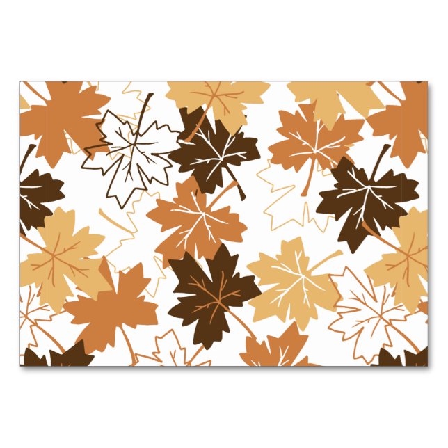 Golden Brown Autumn Pattern White Ver Table Number (Front)
