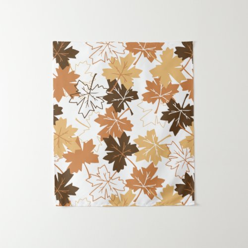 Golden Brown Autumn Pattern White Ver Tapestry