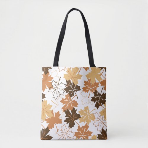 Golden Brown Autumn Pattern White Ver Tote Bag