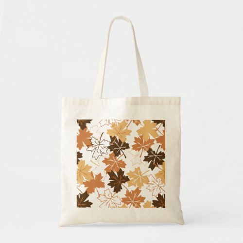 Golden Brown Autumn Pattern White Ver Tote Bag