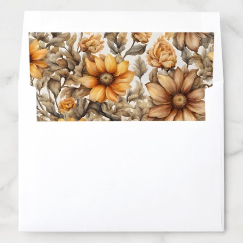 Golden Brown Beige Flower Floral Pattern Envelope Liner