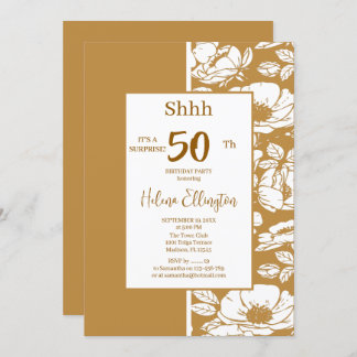 Golden Brown Birthday Invitation