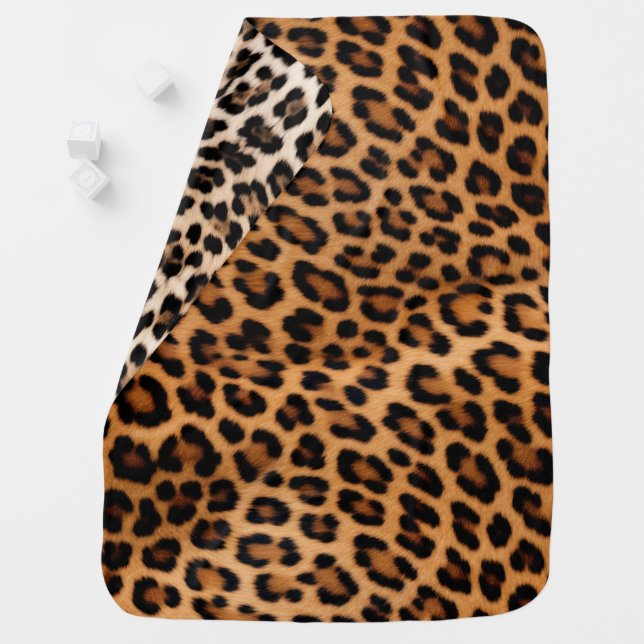 Golden Brown Black Leopard Cat Baby Blanket (In Situ)