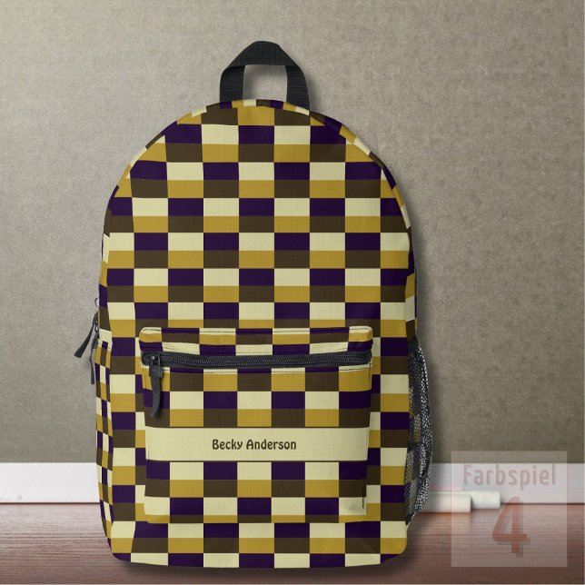 Golden Brown Color Combination Printed Backpack (Creator Uploaded)