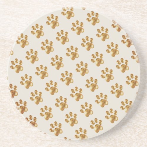 Golden Brown Cute Paws Coaster