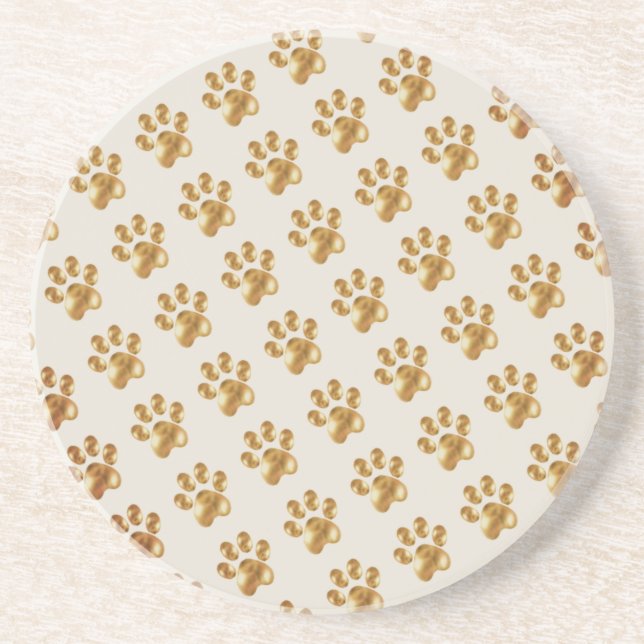 Golden Brown Cute Paws Coaster (Front)
