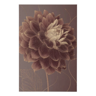 Golden Brown Dahlia Botanical Flower Faux Canvas Print
