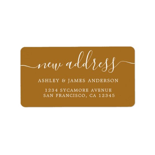 Golden Brown Elegant Script New Address Label