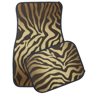 Golden Brown Gold Bronze Zebra Animal Print Car Floor Mat