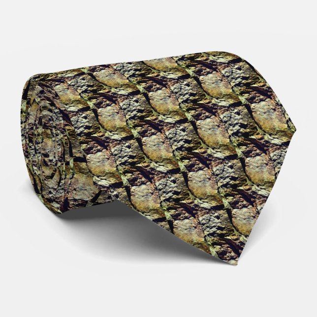 Golden Brown Granite Rock Nature Pattern  Neck Tie (Rolled)