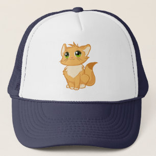 GOLDEN BROWN GREEN-EYED KITTEN WITH A NICE SMILE TRUCKER HAT