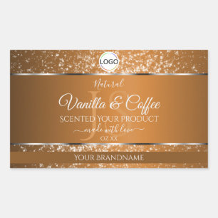 Golden Brown Logo Initials Glitter Product Labels