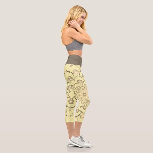 Golden_Brown Mandala Capri Leggings