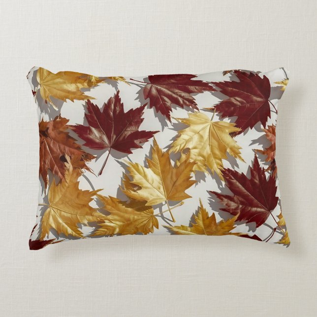 Golden Brown Maple Leaf Pattern  Accent Pillow (Front)