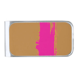 Golden Brown PinkSplash Silver Finish Money Clip
