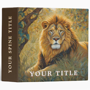 Golden Brown Safari Lion 3 Ring Binder