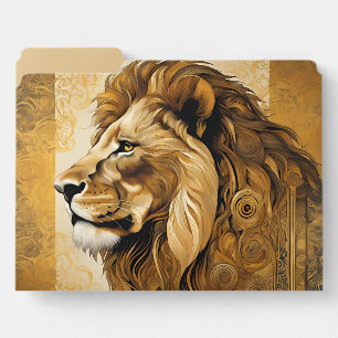 Golden Brown Safari Lion File Folder