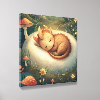 Golden Brown Sleeping Dragon Woodland Canvas Photo Tile