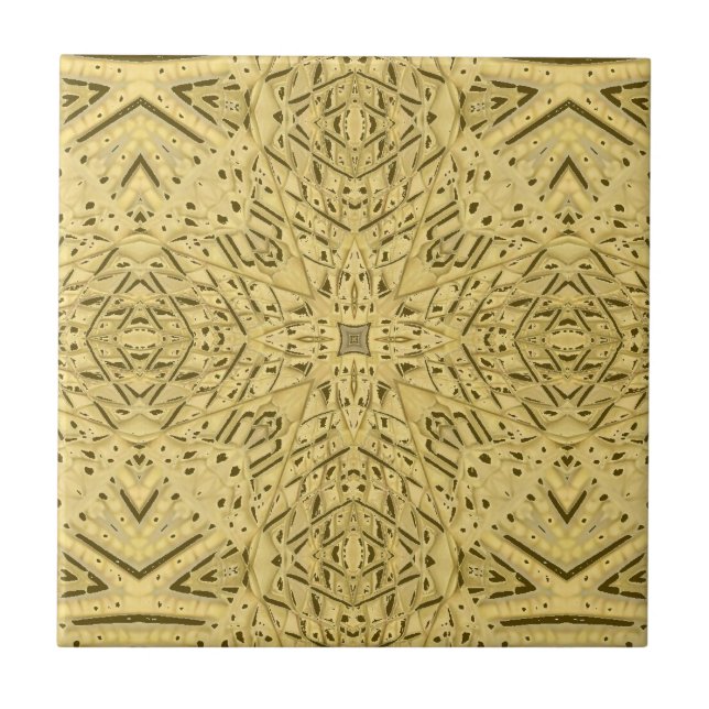 Golden brown star geometric design bright beautifu ceramic tile (Front)