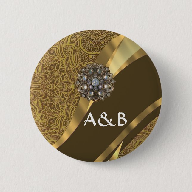 Golden brown swirl pattern pinback button (Front)