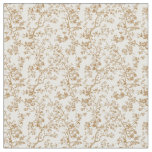 Golden Brown Toile with Blossoms and Leaves Fabric