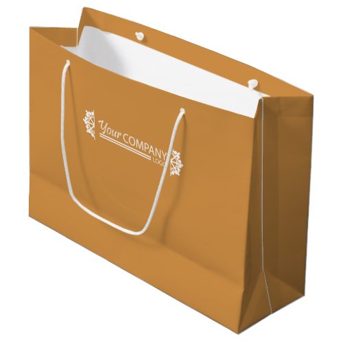 Golden Brown White Business Logo Snowflakes Promo Large Gift Bag