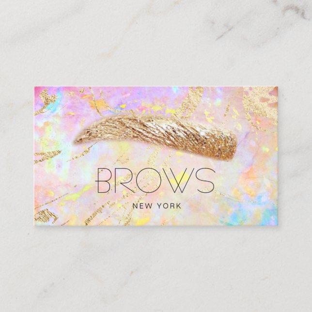 golden brows on colorful opal business card (Front)