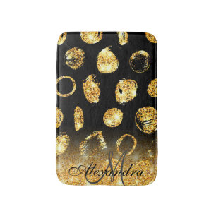 Golden Brush Dots Bath Mat