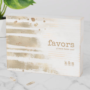 Golden Brush Stroke Stripes Favors ID655 Wooden Box Sign
