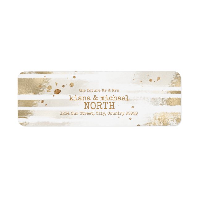Golden Brush Stroke Stripes Wedding ID655 Label (Front)