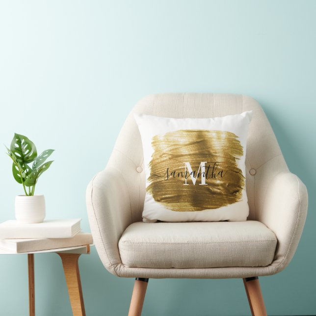 Golden Brush Throw Pillow (Chair)