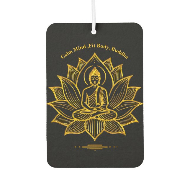 Golden Buddha Amidst Blooming Lotus Flowers Air Freshener (Front)