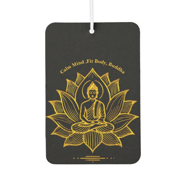 Golden Buddha Amidst Blooming Lotus Flowers Air Freshener (Front)