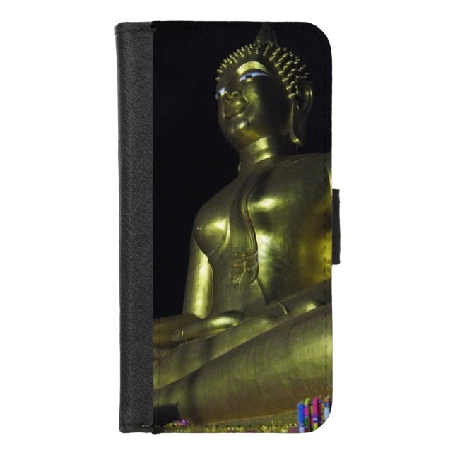 Golden Buddha at Night iPhone Wallet Case (Front)